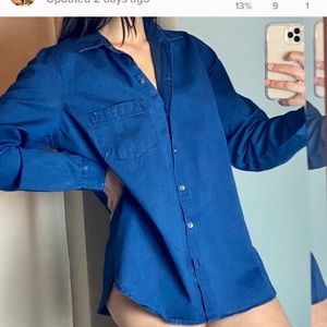 Le chemise claudique Navy Blue button down fashion shirt